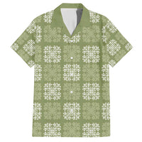 Vesuvian Green Palaka Quilt Hawaii Family Matching Puletasi and Hawaiian Shirt Traditional Hawaii-plaid Pattern LT14 Dad's Shirt - Short Sleeve Vesuvian Green - Polynesian Pride