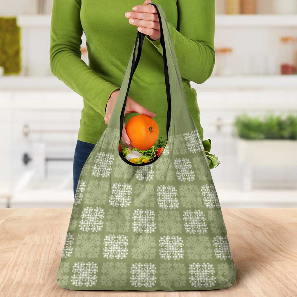 Vesuvian Green Palaka Quilt Hawaii Grocery Bag Traditional Hawaii-plaid Pattern LT14 - Polynesian Pride