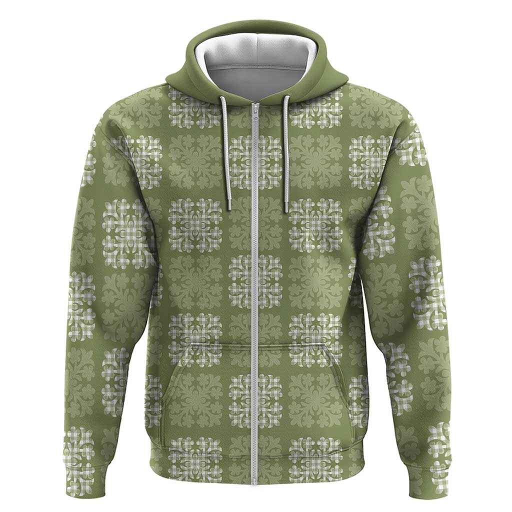 Vesuvian Green Palaka Quilt Hawaii Hoodie Traditional Hawaii-plaid Pattern - Polynesian Pride