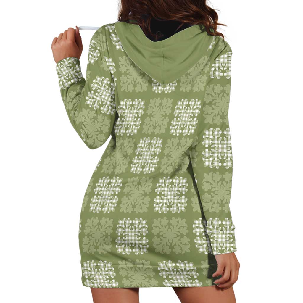 Vesuvian Green Palaka Quilt Hawaii Hoodie Dress Traditional Hawaii-plaid Pattern - Polynesian Pride