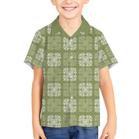 Vesuvian Green Palaka Quilt Hawaii Kid Hawaiian Shirt Traditional Hawaii-plaid Pattern - Polynesian Pride