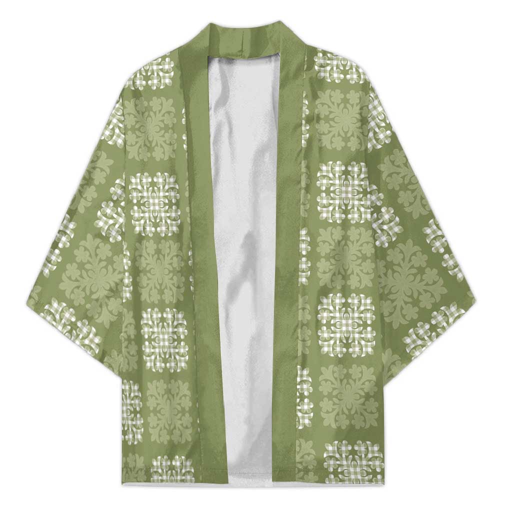 Vesuvian Green Palaka Quilt Hawaii Kimono Traditional Hawaii-plaid Pattern LT14 Unisex Vesuvian Green - Polynesian Pride