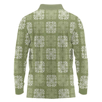 Vesuvian Green Palaka Quilt Hawaii Long Sleeve Polo Shirt Traditional Hawaii-plaid Pattern - Polynesian Pride