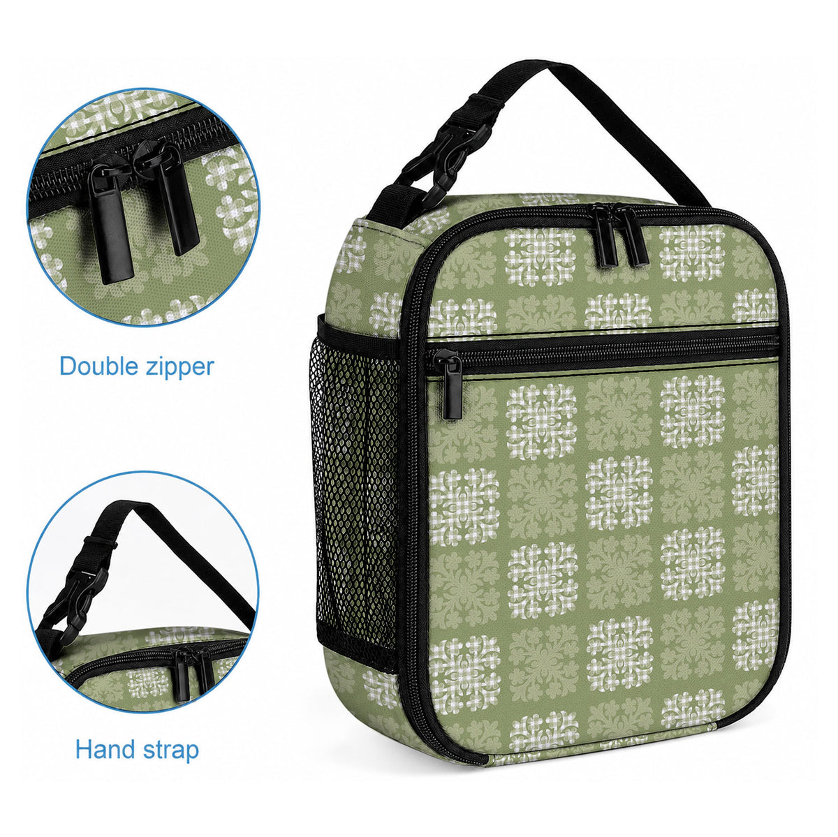 Vesuvian Green Palaka Quilt Hawaii Lunch Bag Traditional Hawaii-plaid Pattern