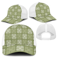 Vesuvian Green Palaka Quilt Hawaii Mesh Trucker Cap Traditional Hawaii-plaid Pattern - Polynesian Pride
