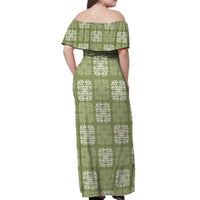Vesuvian Green Palaka Quilt Hawaii Off Shoulder Maxi Dress Traditional Hawaii-plaid Pattern - Polynesian Pride