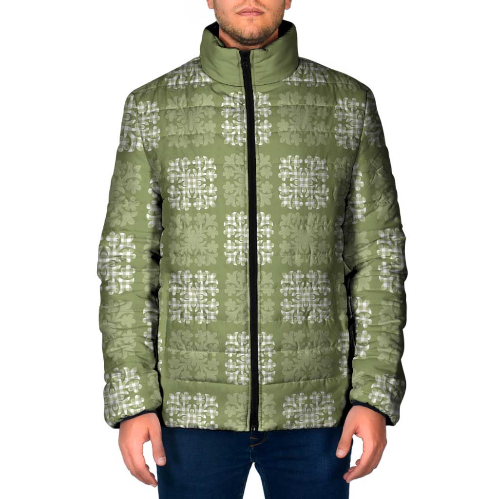 Vesuvian Green Palaka Quilt Hawaii Padded Jacket Traditional Hawaii-plaid Pattern LT14 Men Vesuvian Green - Polynesian Pride