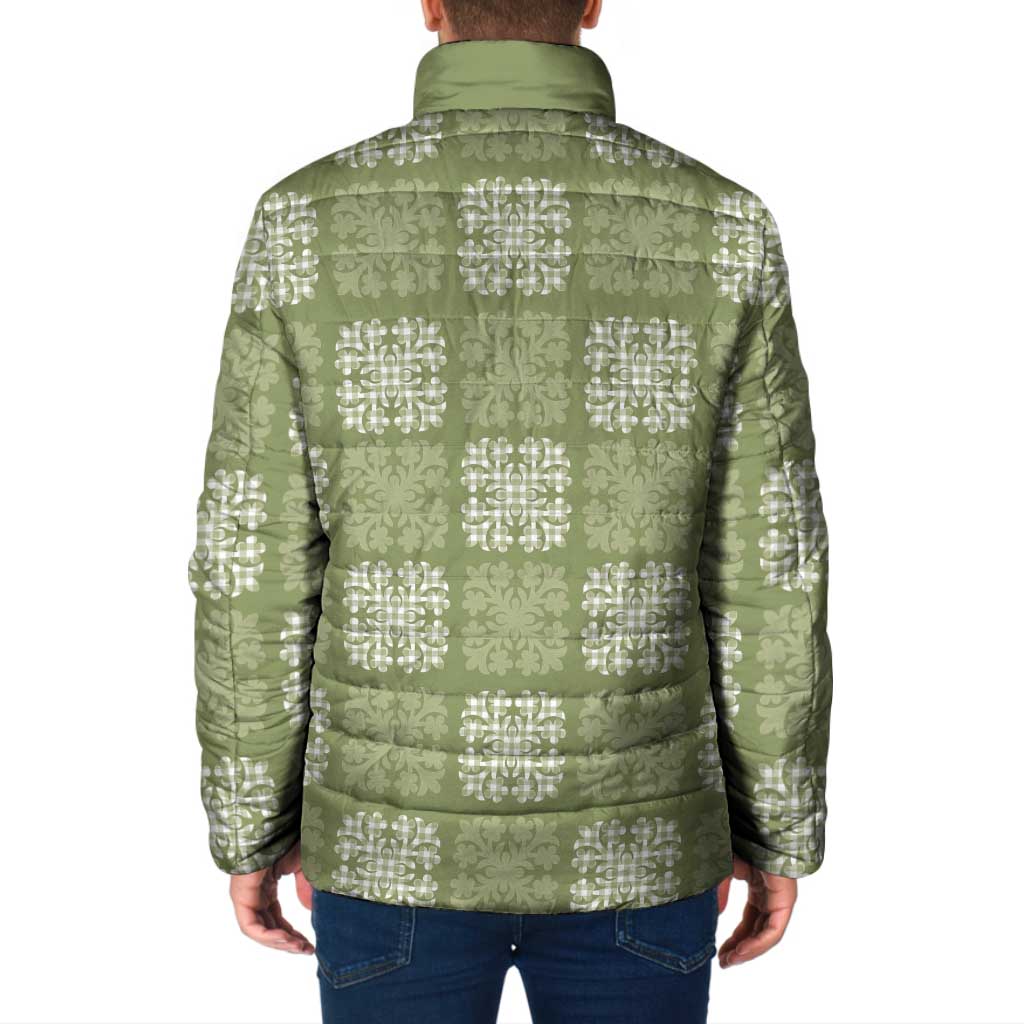 Vesuvian Green Palaka Quilt Hawaii Padded Jacket Traditional Hawaii-plaid Pattern LT14 - Polynesian Pride