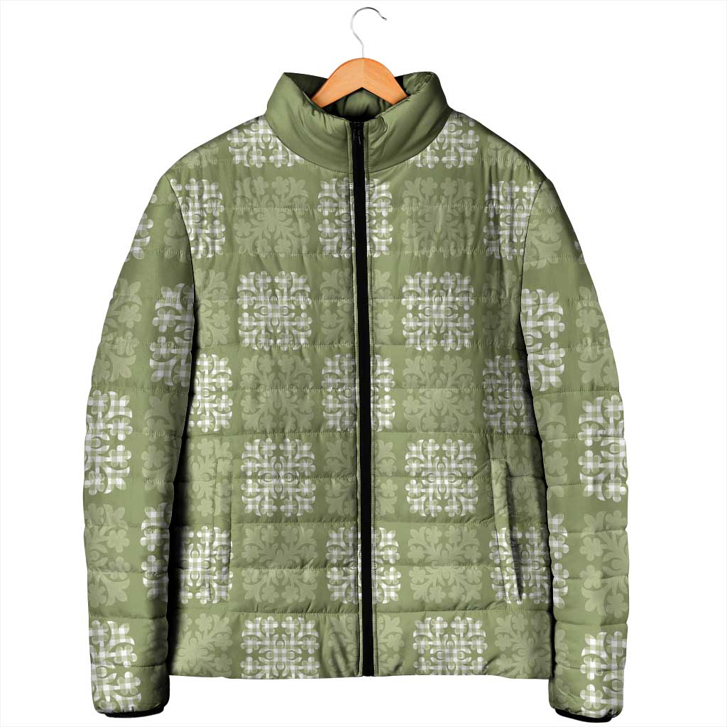 Vesuvian Green Palaka Quilt Hawaii Padded Jacket Traditional Hawaii-plaid Pattern LT14 - Polynesian Pride