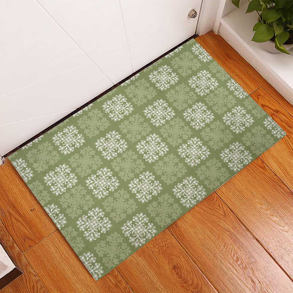 Vesuvian Green Palaka Quilt Hawaii Rubber Doormat Traditional Hawaii-plaid Pattern LT14 - Polynesian Pride