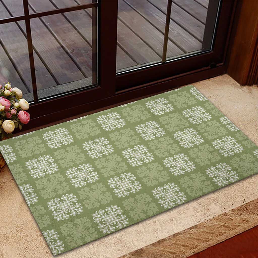 Vesuvian Green Palaka Quilt Hawaii Rubber Doormat Traditional Hawaii-plaid Pattern LT14 - Polynesian Pride
