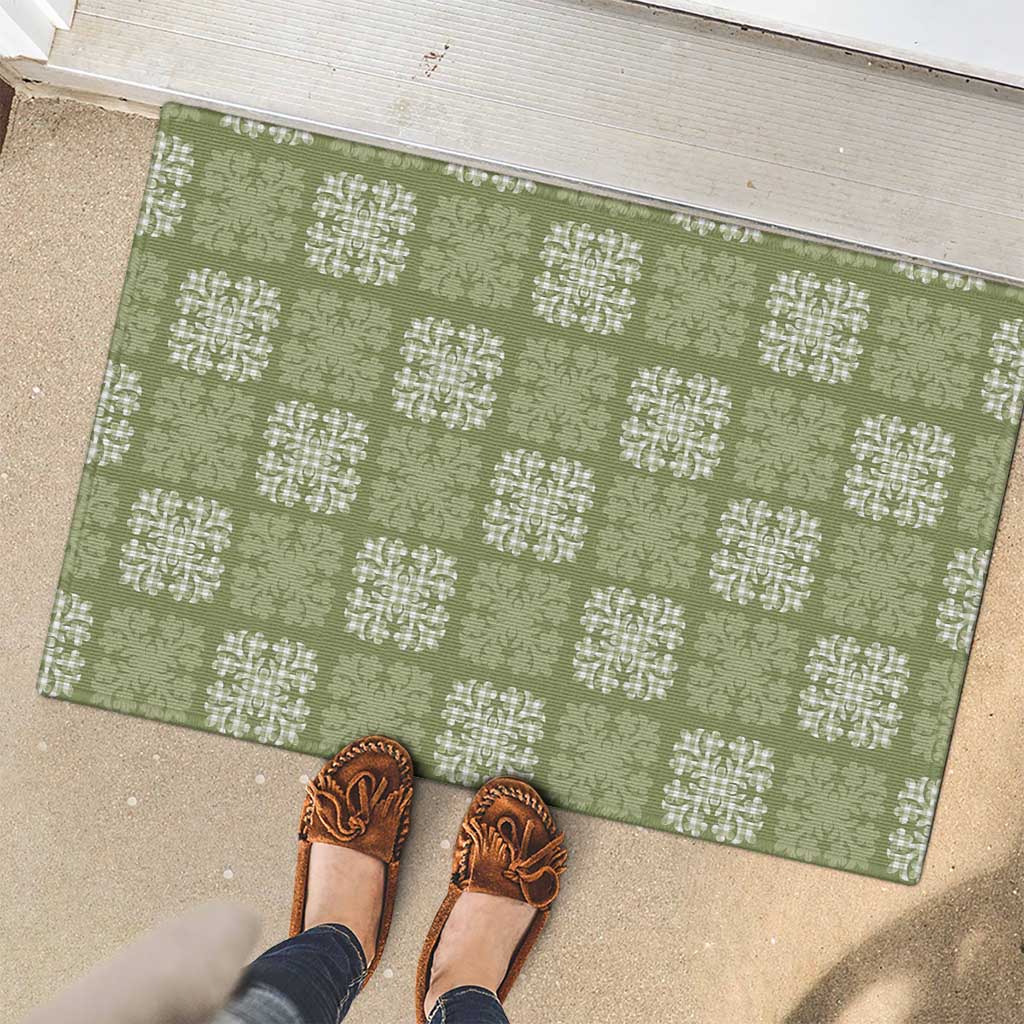 Vesuvian Green Palaka Quilt Hawaii Rubber Doormat Traditional Hawaii-plaid Pattern LT14 - Polynesian Pride