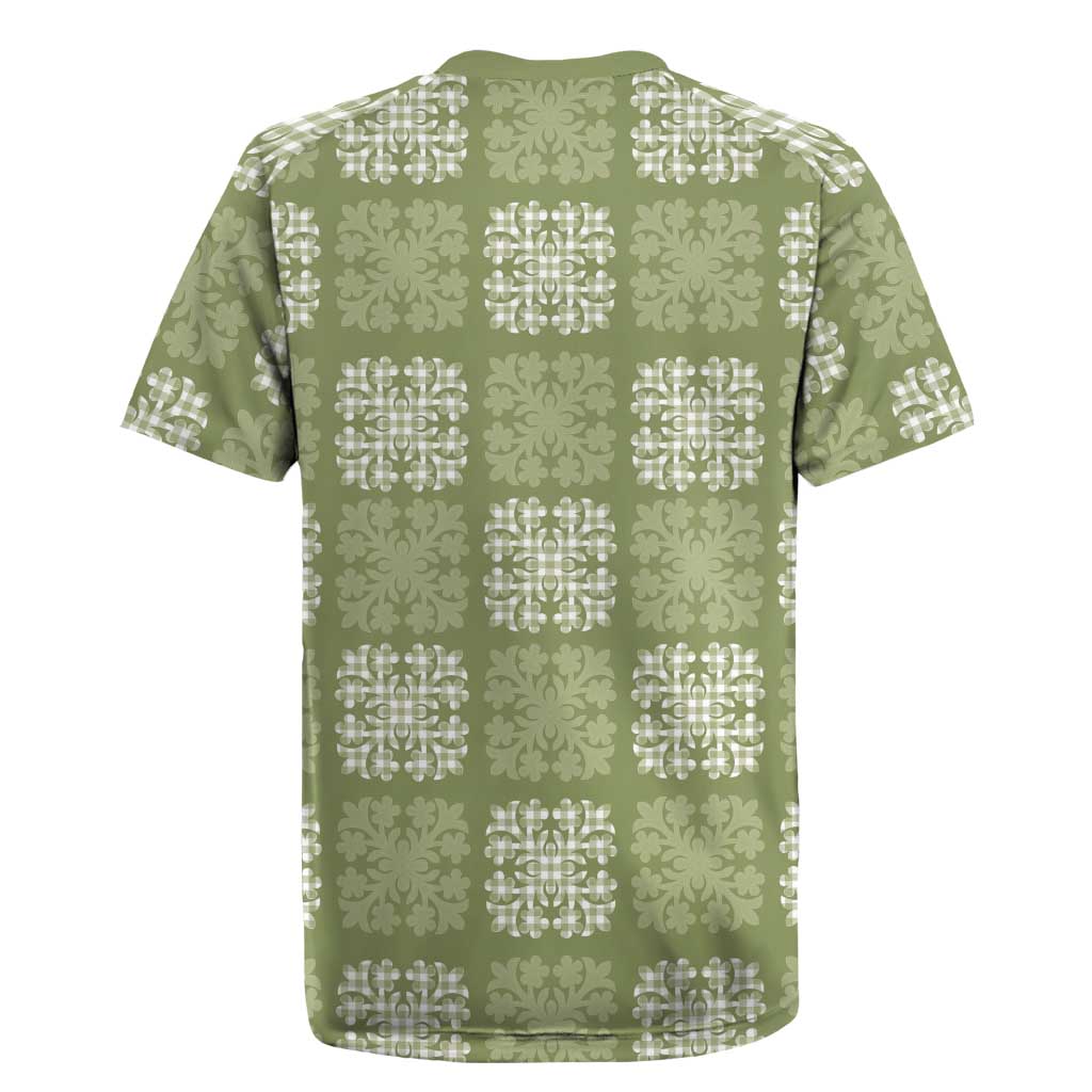 Vesuvian Green Palaka Quilt Hawaii Rugby Jersey Traditional Hawaii-plaid Pattern - Polynesian Pride