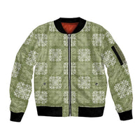 Vesuvian Green Palaka Quilt Hawaii Sleeve Zip Bomber Jacket Traditional Hawaii-plaid Pattern LT14 Unisex Vesuvian Green - Polynesian Pride