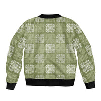 Vesuvian Green Palaka Quilt Hawaii Sleeve Zip Bomber Jacket Traditional Hawaii-plaid Pattern LT14 - Polynesian Pride