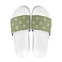 Vesuvian Green Palaka Quilt Hawaii Slide Sandals Traditional Hawaii-plaid Pattern LT14 Vesuvian Green - Polynesian Pride