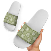 Vesuvian Green Palaka Quilt Hawaii Slide Sandals Traditional Hawaii-plaid Pattern LT14 - Polynesian Pride