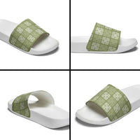 Vesuvian Green Palaka Quilt Hawaii Slide Sandals Traditional Hawaii-plaid Pattern LT14 - Polynesian Pride