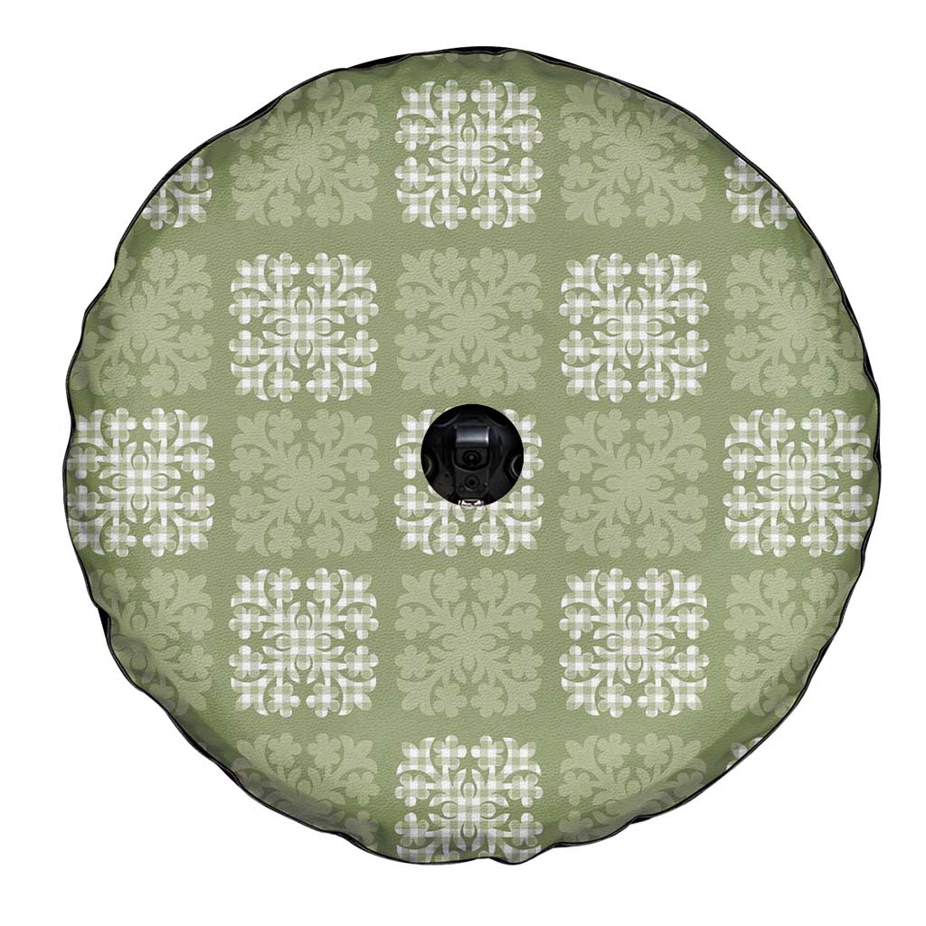 Vesuvian Green Palaka Quilt Hawaii Spare Tire Cover Traditional Hawaii-plaid Pattern - Polynesian Pride