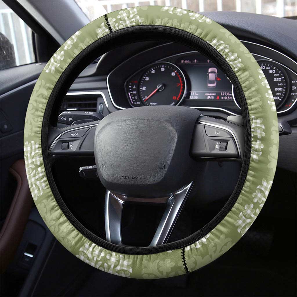 Vesuvian Green Palaka Quilt Hawaii Steering Wheel Cover Traditional Hawaii-plaid Pattern - Polynesian Pride