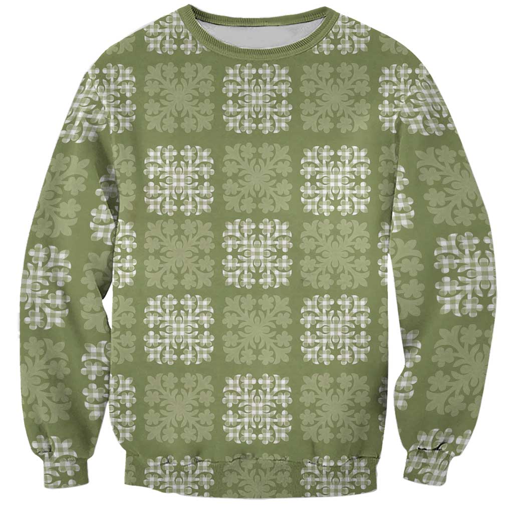 Vesuvian Green Palaka Quilt Hawaii Sweatshirt Traditional Hawaii-plaid Pattern LT14 Unisex Vesuvian Green - Polynesian Pride