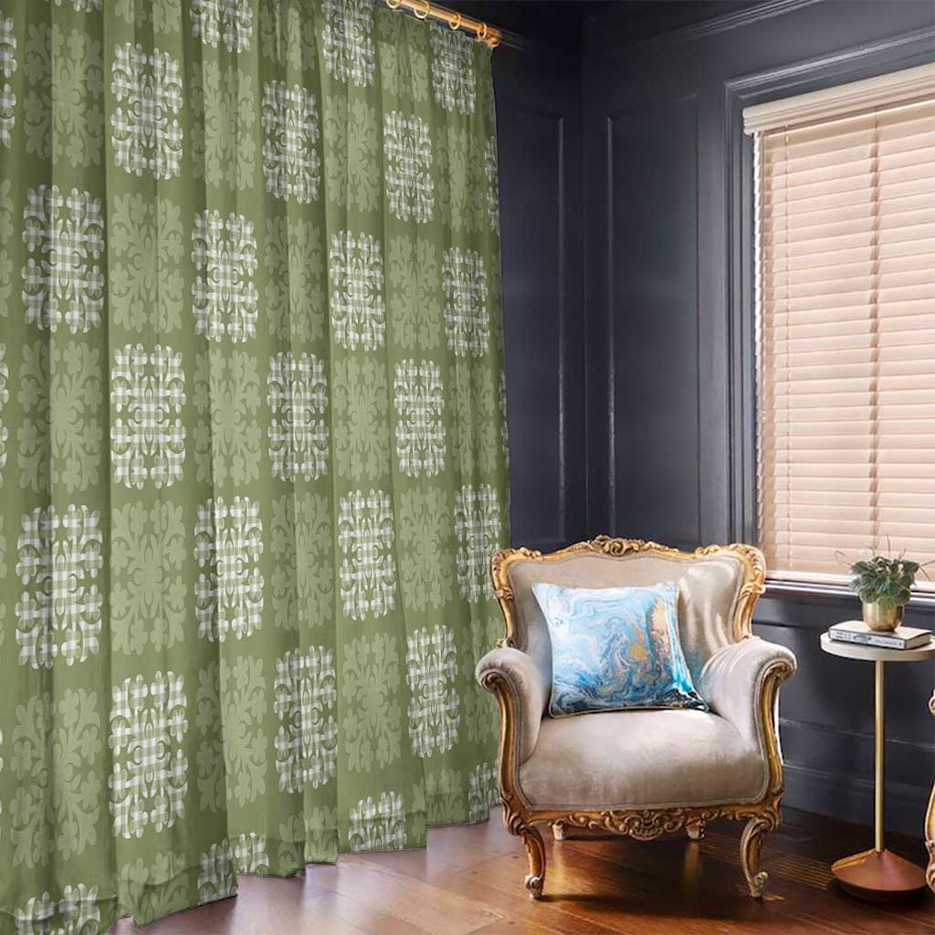 Vesuvian Green Palaka Quilt Hawaii Window Curtain Traditional Hawaii-plaid Pattern LT14 - Polynesian Pride