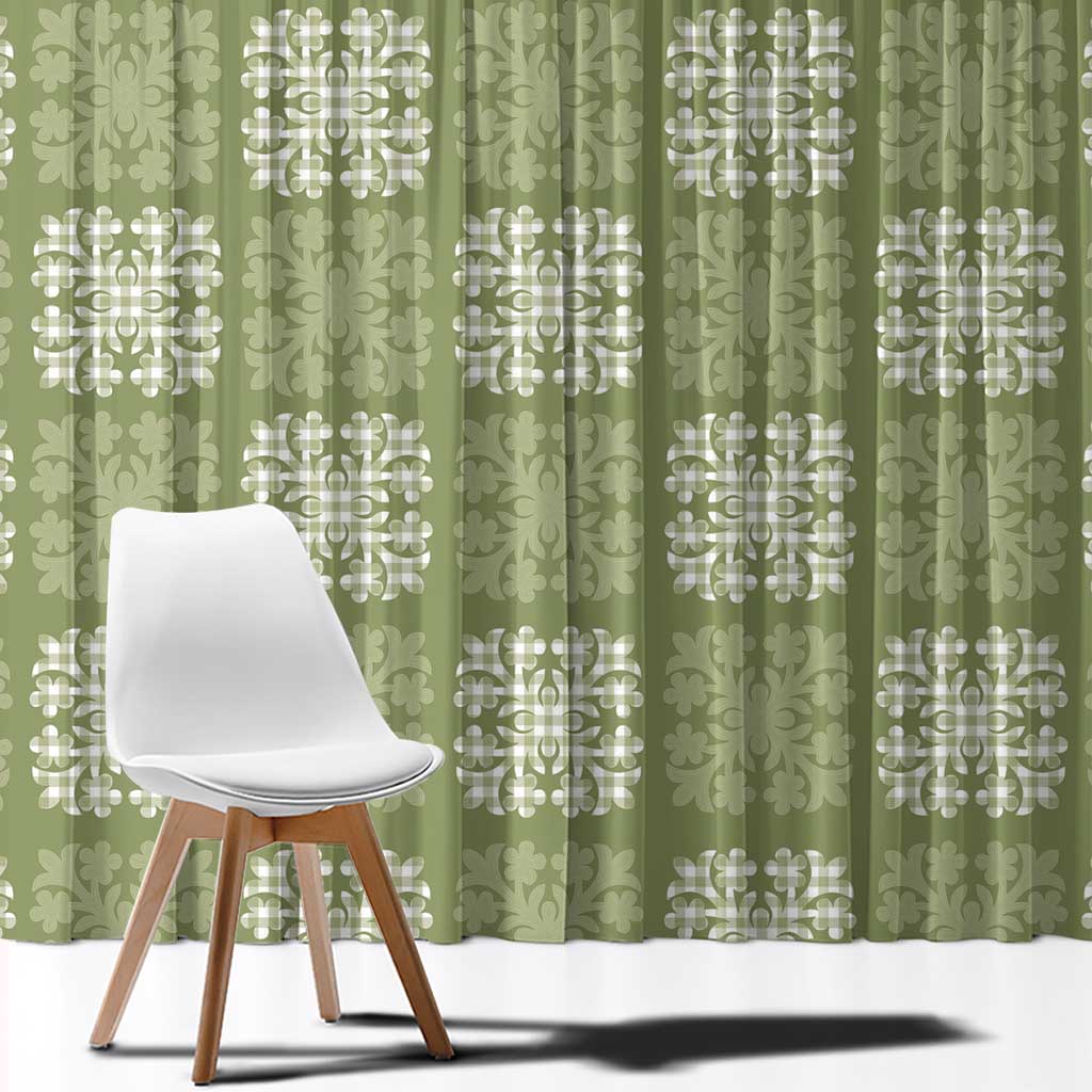 Vesuvian Green Palaka Quilt Hawaii Window Curtain Traditional Hawaii-plaid Pattern LT14 - Polynesian Pride