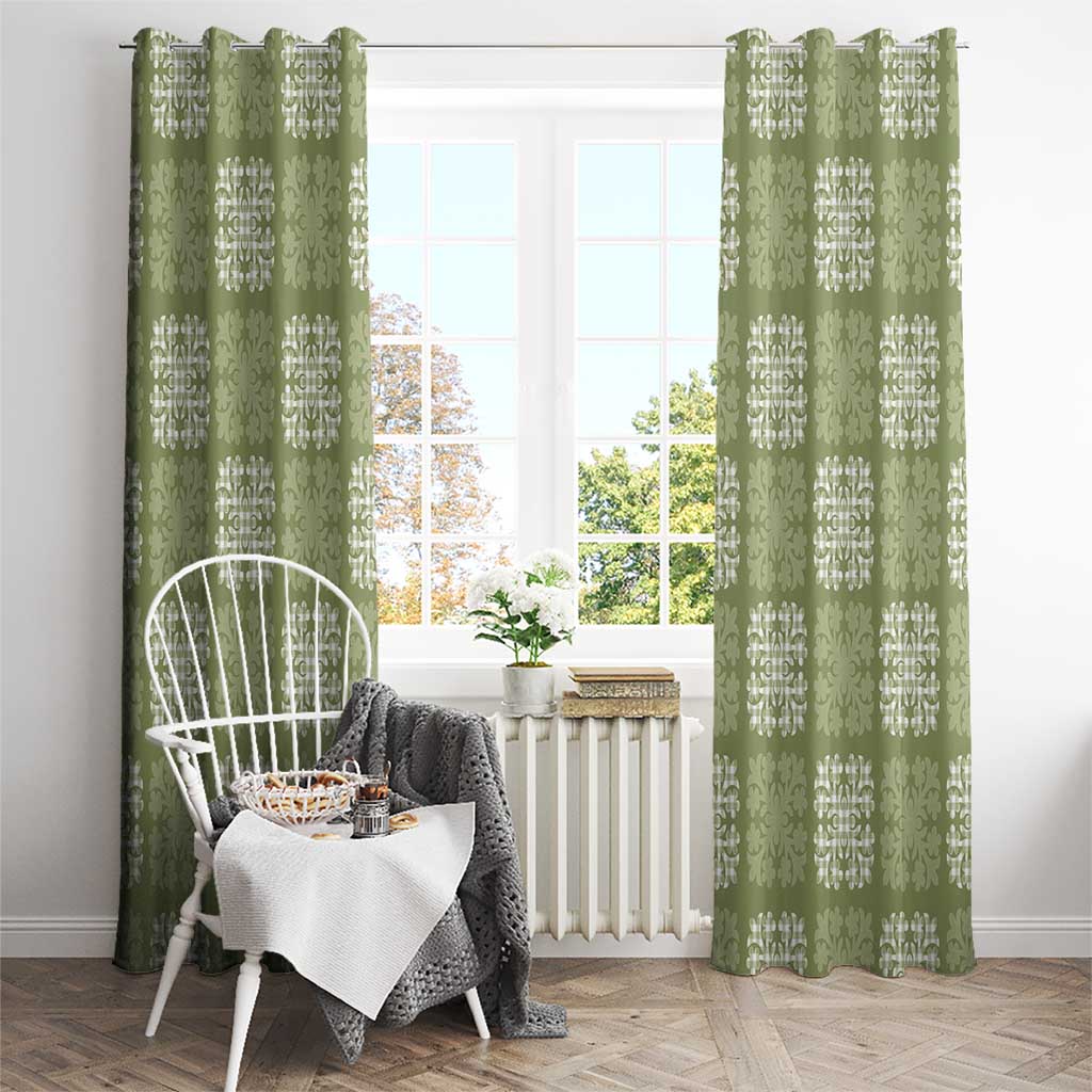 Vesuvian Green Palaka Quilt Hawaii Window Curtain Traditional Hawaii-plaid Pattern LT14 - Polynesian Pride