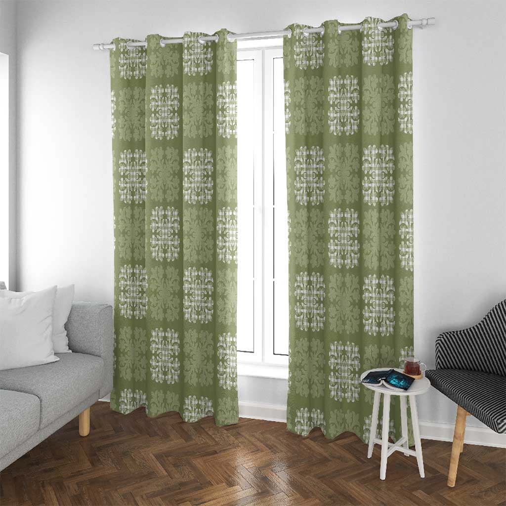 Vesuvian Green Palaka Quilt Hawaii Window Curtain Traditional Hawaii-plaid Pattern LT14 With Grommets Vesuvian Green - Polynesian Pride