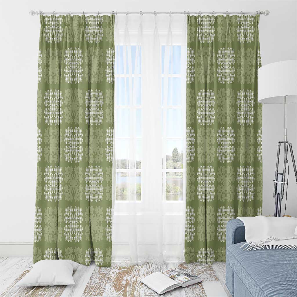 Vesuvian Green Palaka Quilt Hawaii Window Curtain Traditional Hawaii-plaid Pattern LT14 - Polynesian Pride