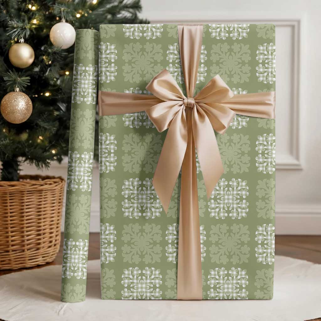 Vesuvian Green Palaka Quilt Hawaii Wrapping Paper Traditional Hawaii-plaid Pattern - Polynesian Pride