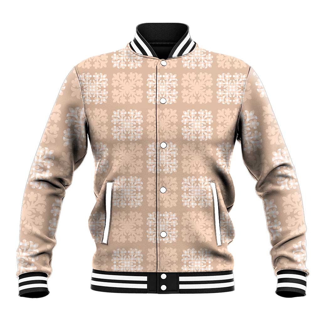 Beige Palaka Quilt Hawaii Baseball Jacket Traditional Hawaii-plaid Pattern LT14 Unisex Beige - Polynesian Pride