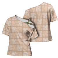 Beige Palaka Quilt Hawaii Cross Shoulder Shirt Traditional Hawaii-plaid Pattern LT14 - Polynesian Pride