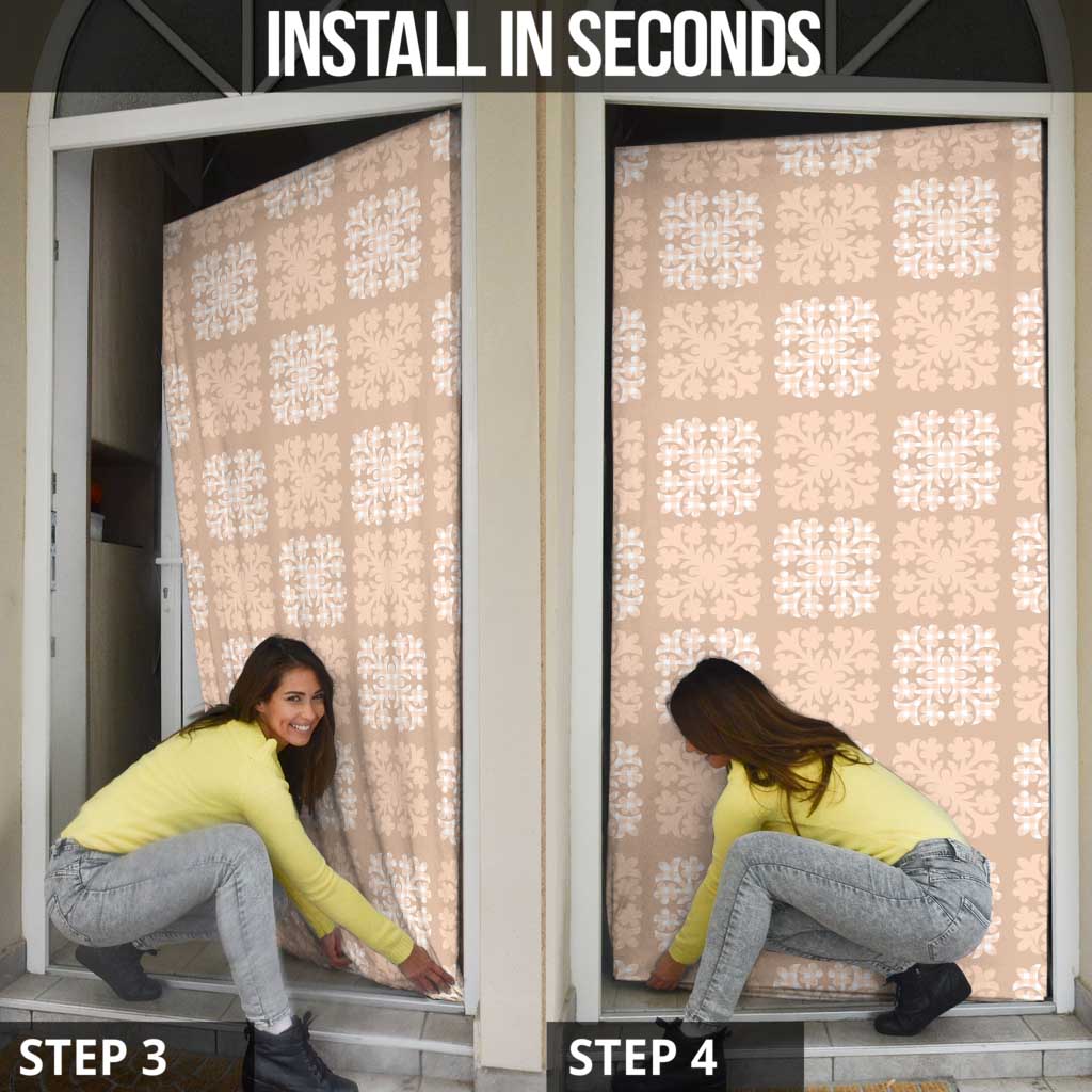 Beige Palaka Quilt Hawaii Door Cover Traditional Hawaii-plaid Pattern - Polynesian Pride