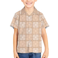 Beige Palaka Quilt Hawaii Family Matching Puletasi and Hawaiian Shirt Traditional Hawaii-plaid Pattern LT14 Son's Shirt Beige - Polynesian Pride