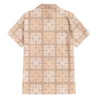 Beige Palaka Quilt Hawaii Family Matching Short Sleeve Bodycon Dress and Hawaiian Shirt Traditional Hawaii-plaid Pattern - Polynesian Pride