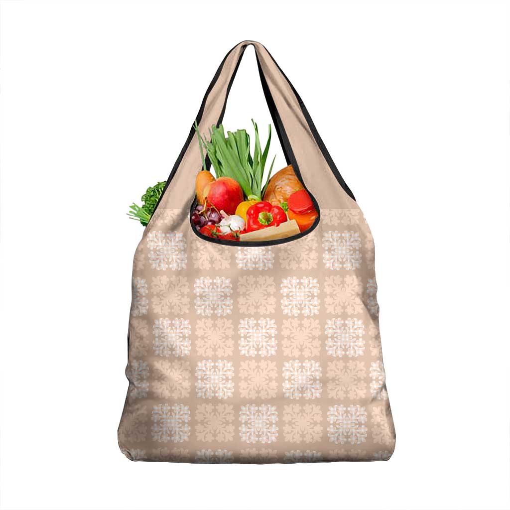 Beige Palaka Quilt Hawaii Grocery Bag Traditional Hawaii-plaid Pattern LT14 1-pack One Size Beige - Polynesian Pride