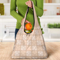 Beige Palaka Quilt Hawaii Grocery Bag Traditional Hawaii-plaid Pattern - Polynesian Pride
