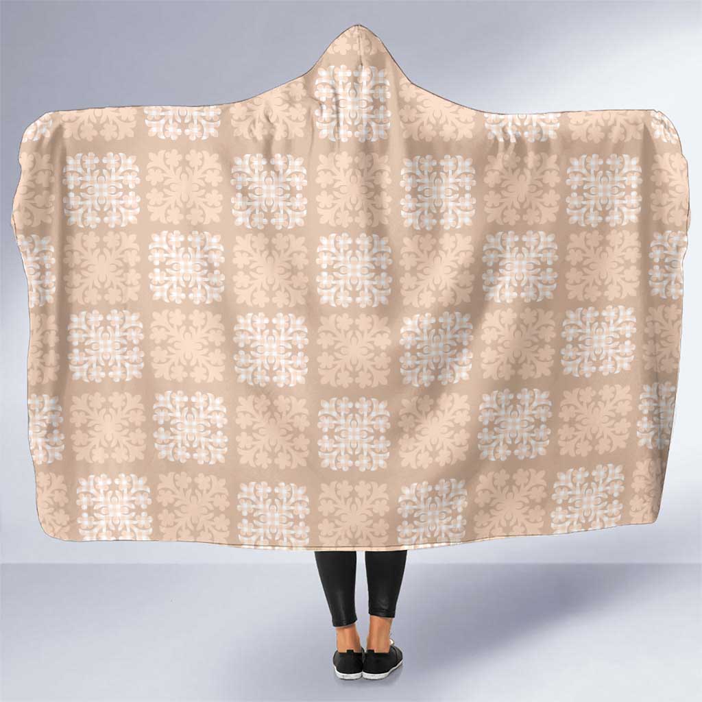 Beige Palaka Quilt Hawaii Hooded Blanket Traditional Hawaii-plaid Pattern - Polynesian Pride
