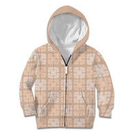 Beige Palaka Quilt Hawaii Kid Hoodie Traditional Hawaii-plaid Pattern - Polynesian Pride