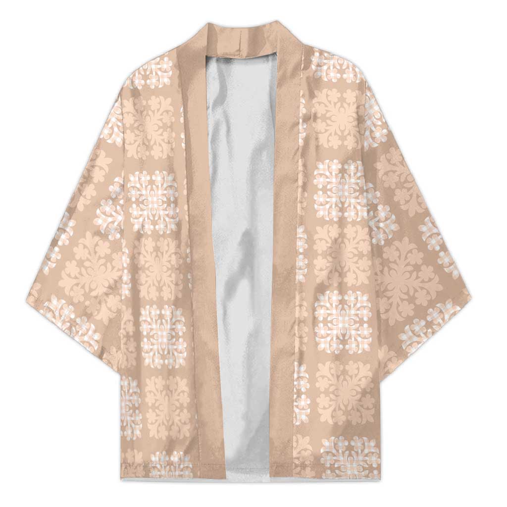 Beige Palaka Quilt Hawaii Kimono Traditional Hawaii-plaid Pattern LT14 Unisex Beige - Polynesian Pride
