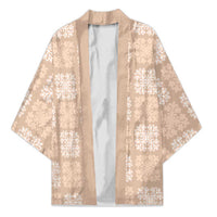 Beige Palaka Quilt Hawaii Kimono Traditional Hawaii-plaid Pattern LT14 Unisex Beige - Polynesian Pride