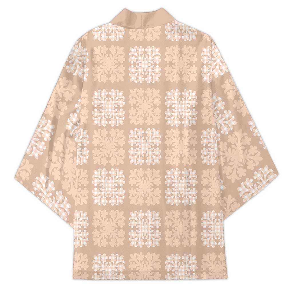 Beige Palaka Quilt Hawaii Kimono Traditional Hawaii-plaid Pattern LT14 - Polynesian Pride