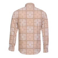 Beige Palaka Quilt Hawaii Long Sleeve Button Shirt Traditional Hawaii-plaid Pattern LT14 - Polynesian Pride