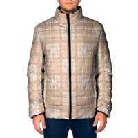 Beige Palaka Quilt Hawaii Padded Jacket Traditional Hawaii-plaid Pattern LT14 Men Beige - Polynesian Pride