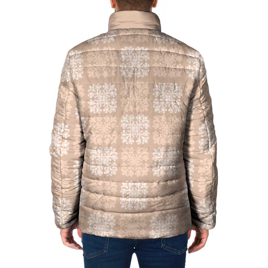 Beige Palaka Quilt Hawaii Padded Jacket Traditional Hawaii-plaid Pattern LT14 - Polynesian Pride