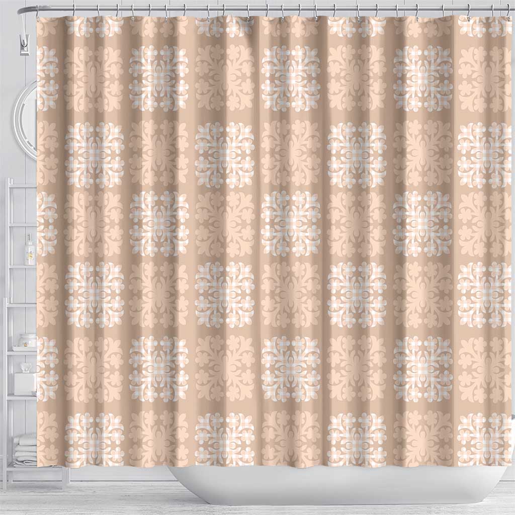 Beige Palaka Quilt Hawaii Shower Curtain Traditional Hawaii-plaid Pattern - Polynesian Pride