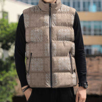 Beige Palaka Quilt Hawaii Sleeveless Puffer Jacket Traditional Hawaii-plaid Pattern LT14 - Polynesian Pride