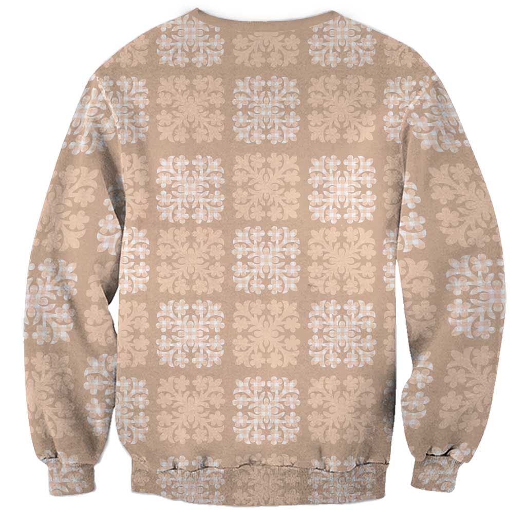 Beige Palaka Quilt Hawaii Sweatshirt Traditional Hawaii-plaid Pattern - Polynesian Pride