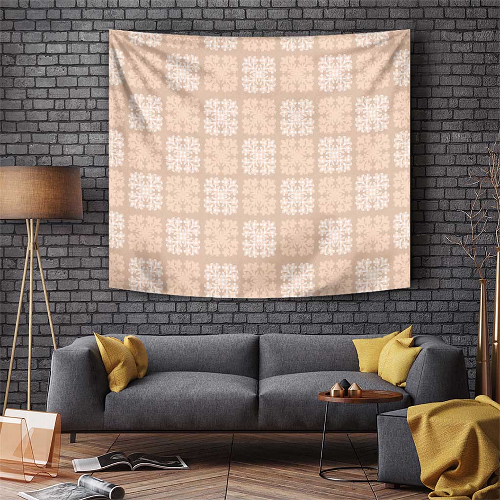 Beige Palaka Quilt Hawaii Tapestry Traditional Hawaii-plaid Pattern LT14 Beige - Polynesian Pride